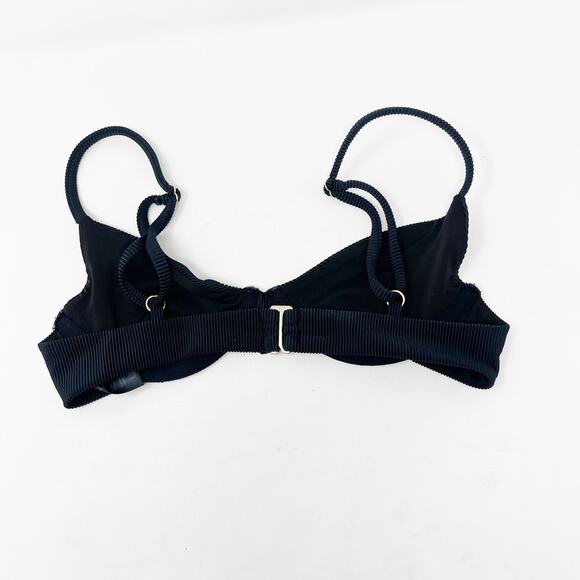 Beach Riot XSmall Black Camilla Bikini Top Ribbed Balconette Underwire Unpadded - Picture 2 of 10